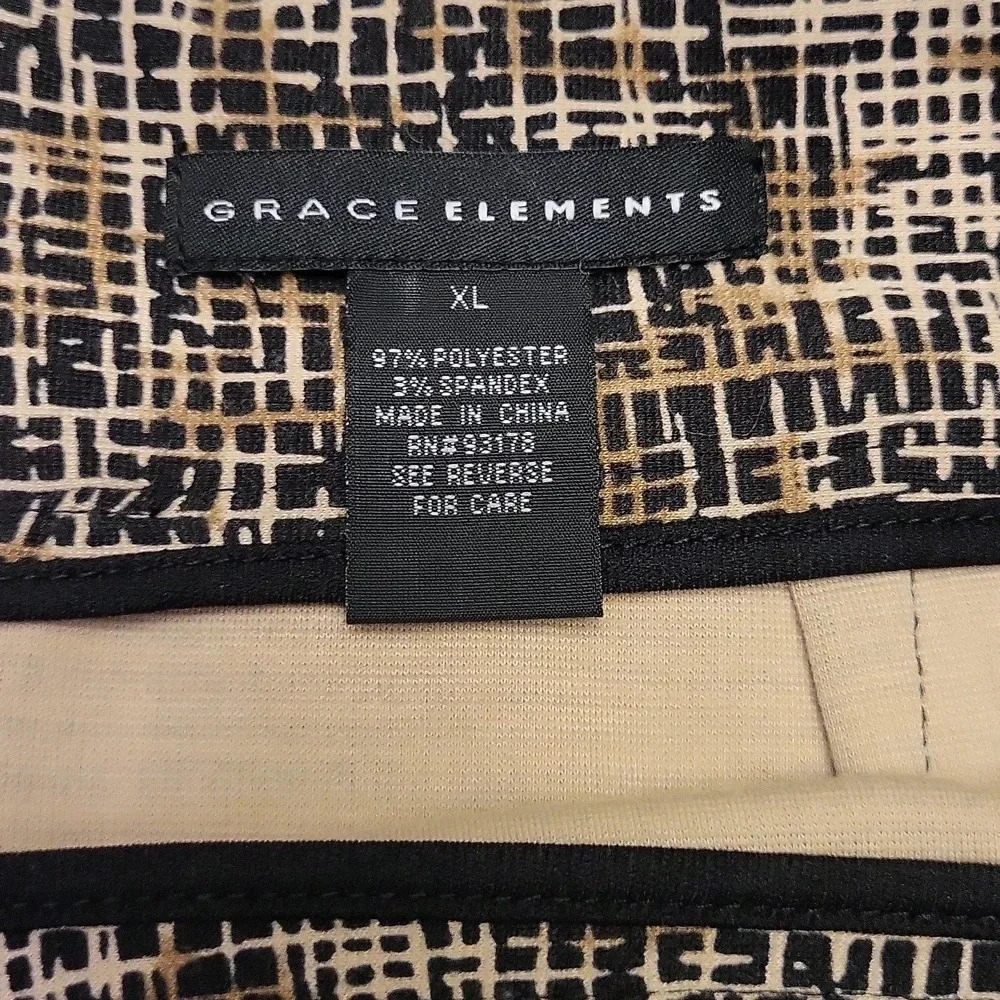 Grace Elements Tan and Black Abstract Design Skirt Womens Size XL - Picture 2 of 6